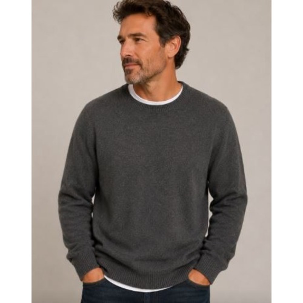 Dark Gray XXLT Mens Sweater Minimal Neutral Fall Classic Cabin‎ Academia Dadcore